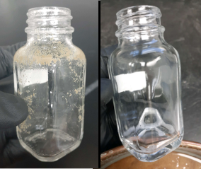 Bottle on the leftBottle on the left is a tank mix without compatibility agent; the bottle on the right is the same tank mix with Exacto compatibility agent is a tankmix without compatability agent; the bottle on the right is the same tank mix with Exacto compatibility agent