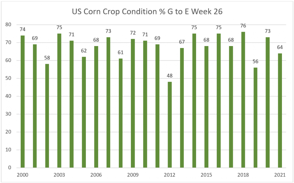 US Corn Crop condition percentage G to E