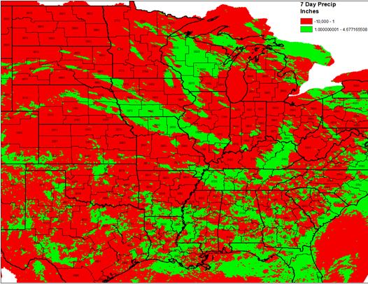 below and above 1 inch precipitation midwest last 60 days