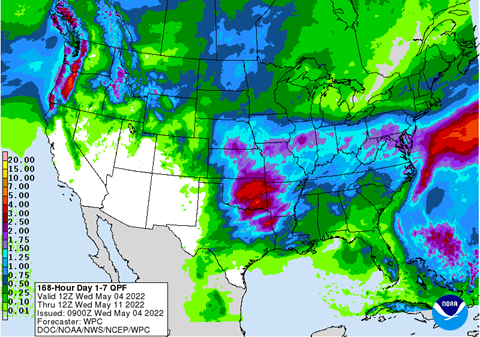First 11 days of May are wet in many areas across the USA