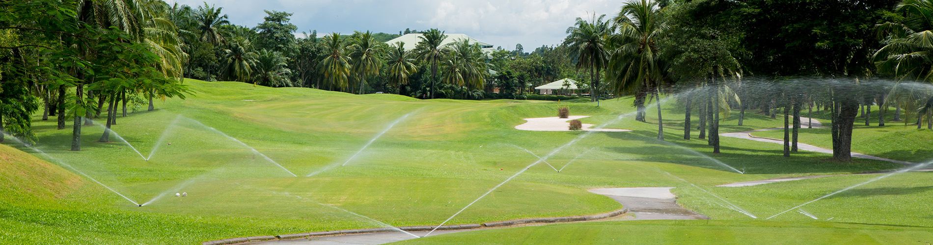 golf course turf field with irrigation