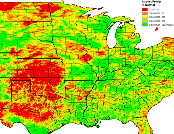 normal august precipitation percent