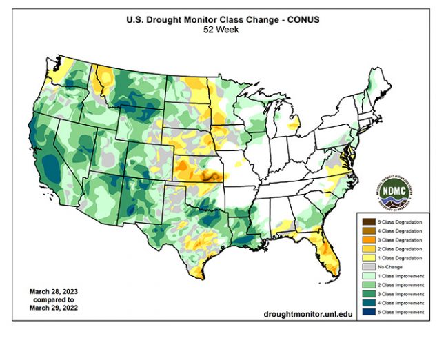 drought monitor 52 week class change march 28 29 2023
