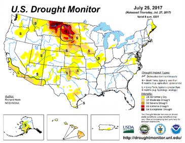 Drought monitor July 25, 2017